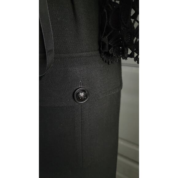 Self Portrait Long Maxi Dress Guipure Lace Up Split Front Black Size 2 - Picture 6 of 11